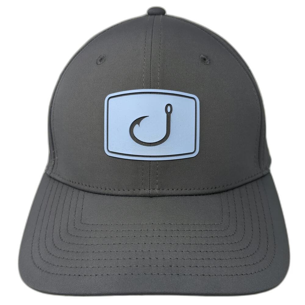 AVID Trucker Hat Gray One Size Snapback Fishing Hook Patch Laser Cut Performance